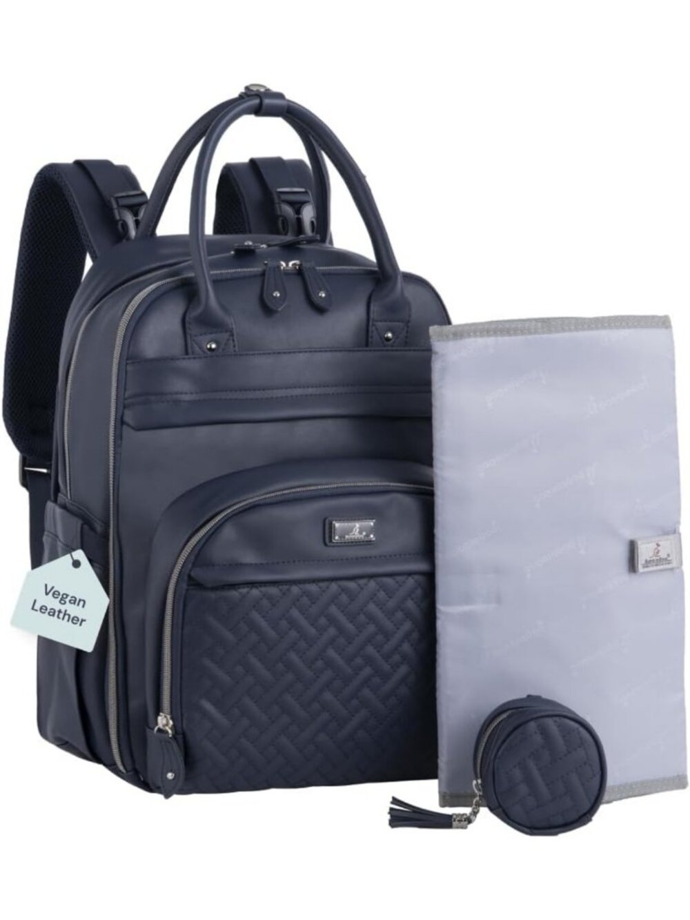Stylish Leather Diaper Bag Backpack - Multi-Functional Baby Travel Bag with